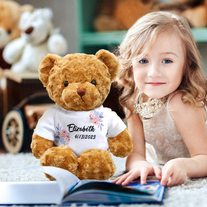 Custom Teddy Bear Doll Personalized Flowers Teddy Bear Plush Toys Birthday Gifts for Kids