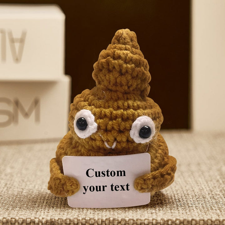 Funny Crochet Poo Plushy Custom Text Tiny Crochet Poo Desk Decor Gifts