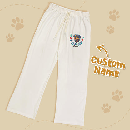 Personalized Pet Name Lounge Pants – Embroidered-Style Custom Sleepwear for Pet Lovers