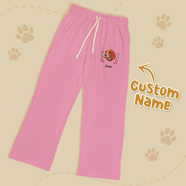 Personalized Pet Name Lounge Pants – Embroidered-Style Custom Sleepwear for Pet Lovers