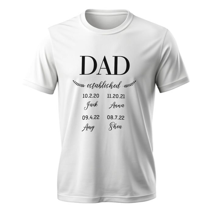 Personalized Daddy Established T-Shirt Father's Day Birthday Gift for Dad Grandpa