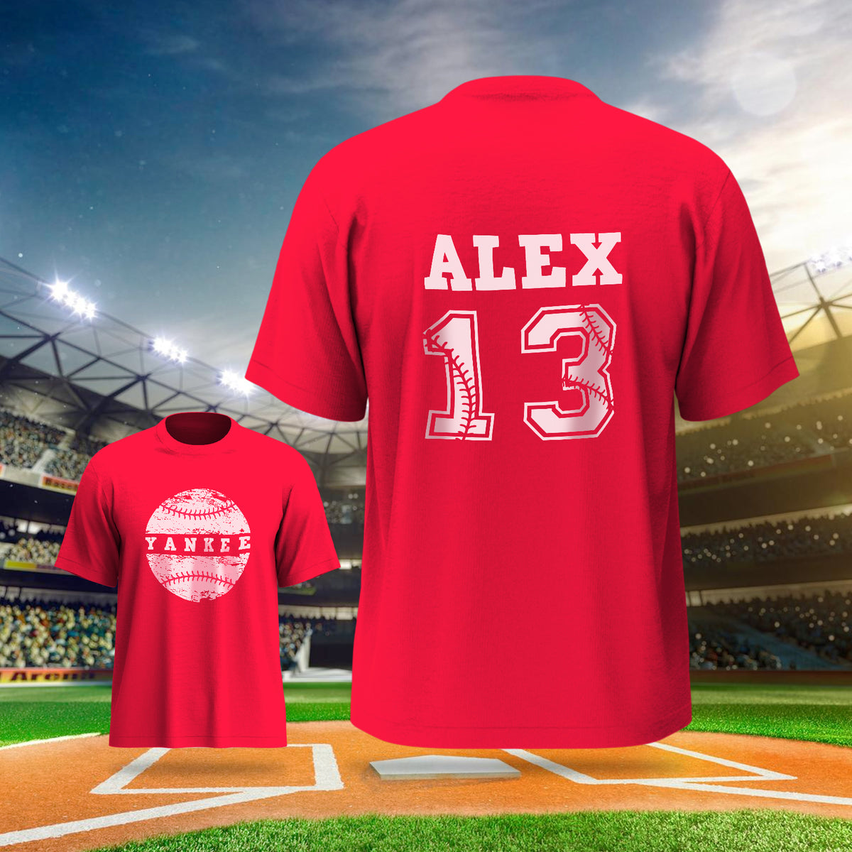 Personalized Baseball Name & Number Sports T-Shirt Back to School Gifts
