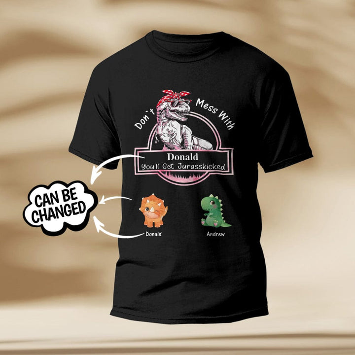 Custom Engraved T-Shirt Don't Mess With Mamasaurus Best Gifts for Mom
