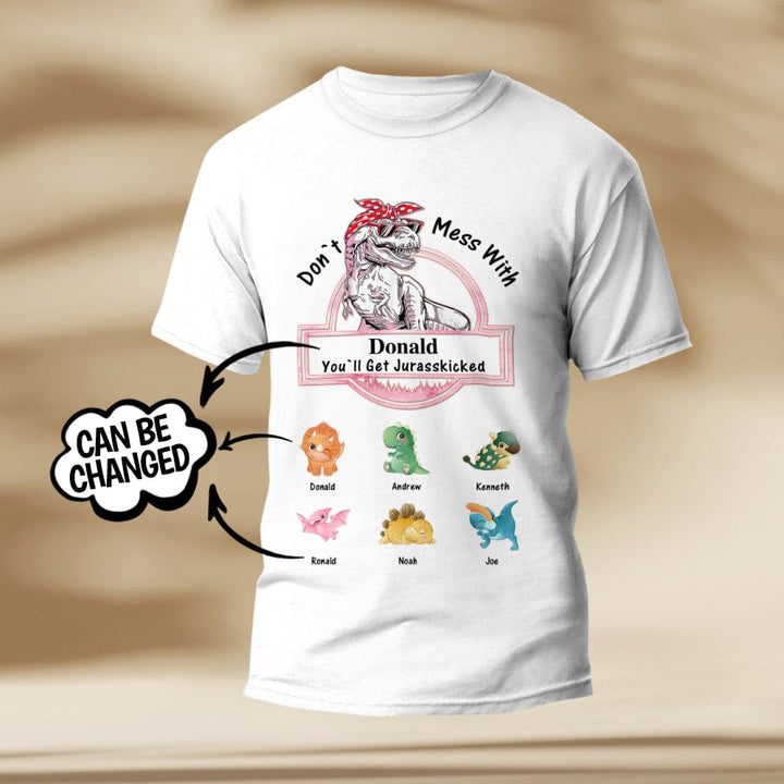 Custom Engraved T-Shirt Don't Mess With Mamasaurus Best Gifts for Mom