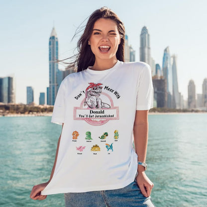 Custom Engraved T-Shirt Don't Mess With Mamasaurus Best Gifts for Mom