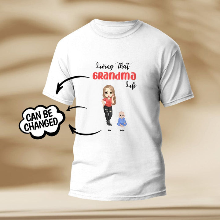 Custom Engraved T-Shirt Living That Grandma Life Pretty Girl Gift For Grandma