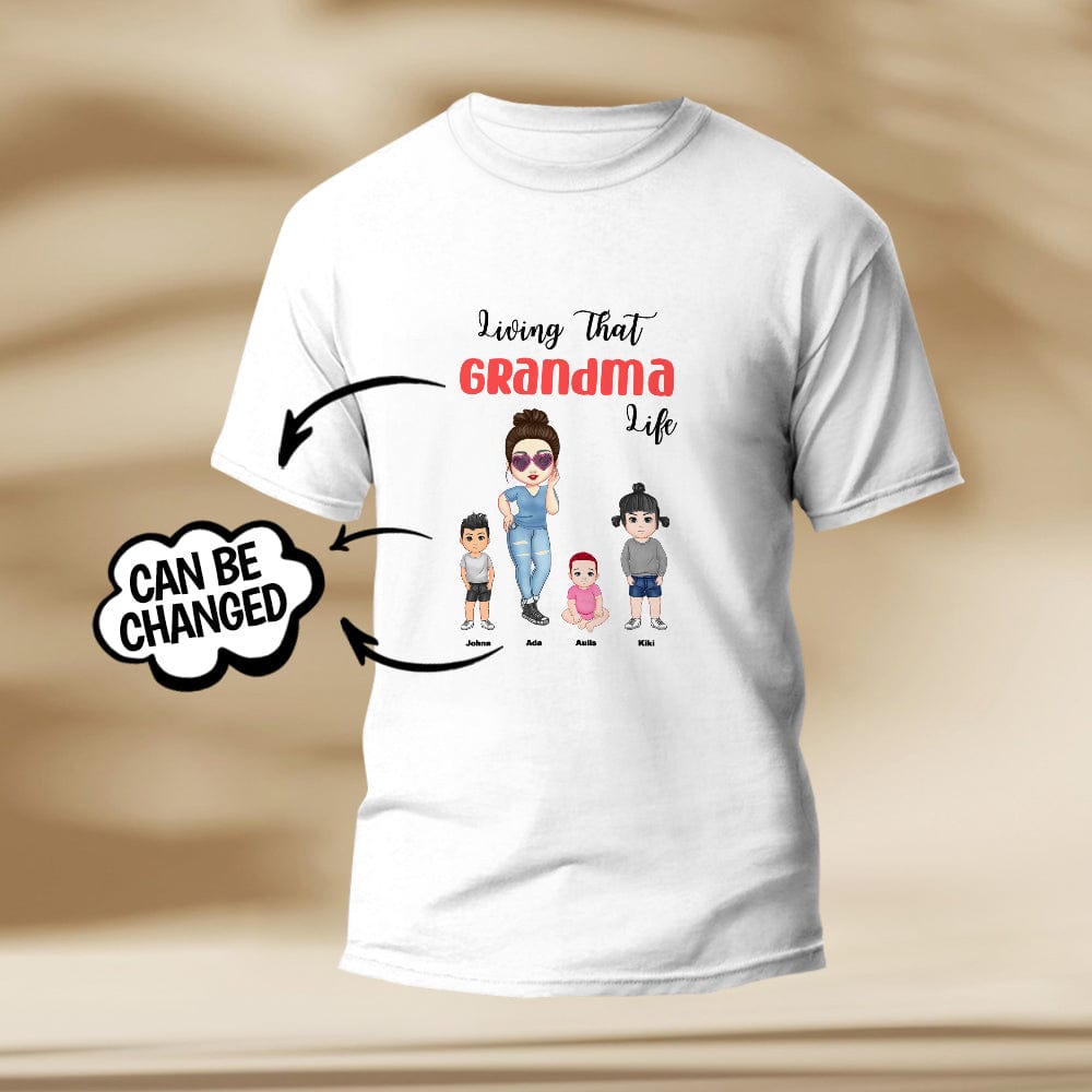 Custom Engraved T-Shirt Living That Grandma Life Pretty Girl Gift For Grandma