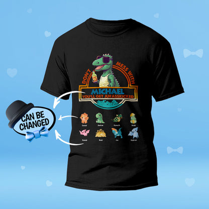 Custom Engraved T-Shirt Don't Mess With Papasaurus Best Gifts for Dad