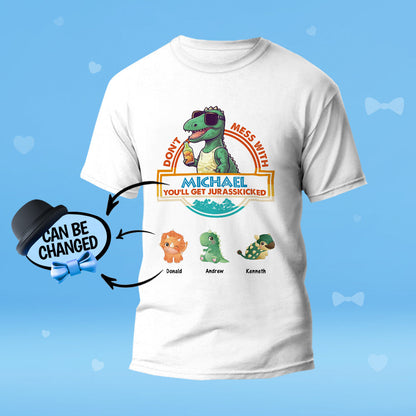 Custom Engraved T-Shirt Don't Mess With Papasaurus Best Gifts for Dad