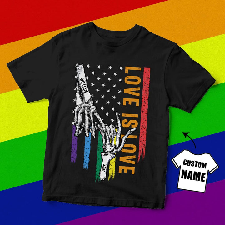Personalized LGBTQ T-Shirt Custom Name Rainbow Flag T-Shirt Gay Pride Shirts for Men