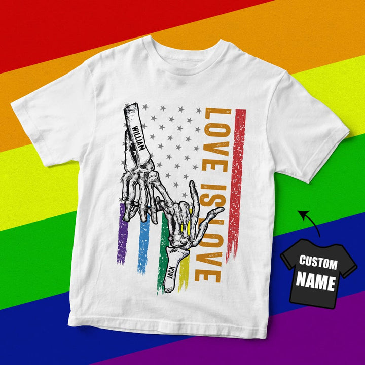 Personalized LGBTQ T-Shirt Custom Name Rainbow Flag T-Shirt Gay Pride Shirts for Men