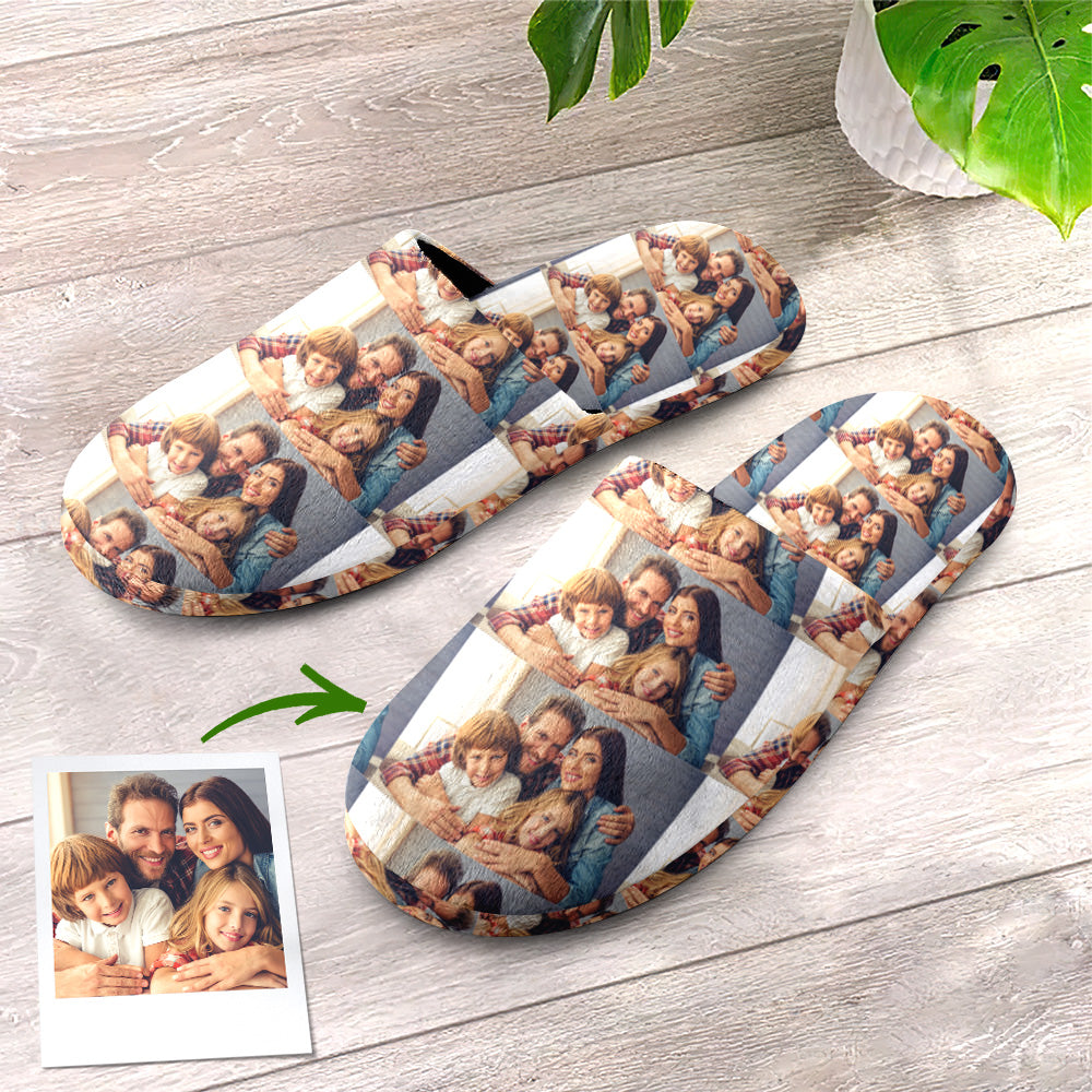 Custom Photo Women's and Men's Slippers Personalized Casual House Shoes Indoor Outdoor Bedroom Cotton Slippers