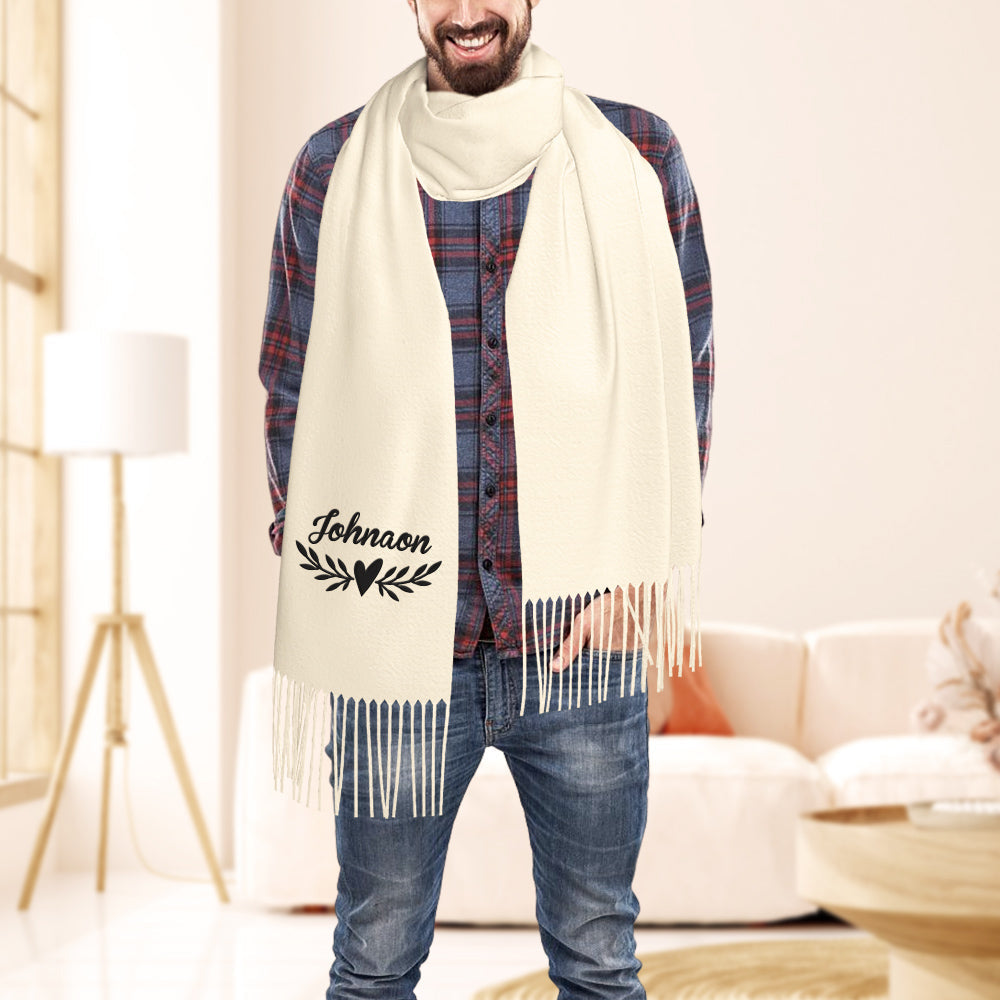 Personalized Embroidery Scarf Custom Name Scarf Soft Warm Fringe Shawl Gift for Her