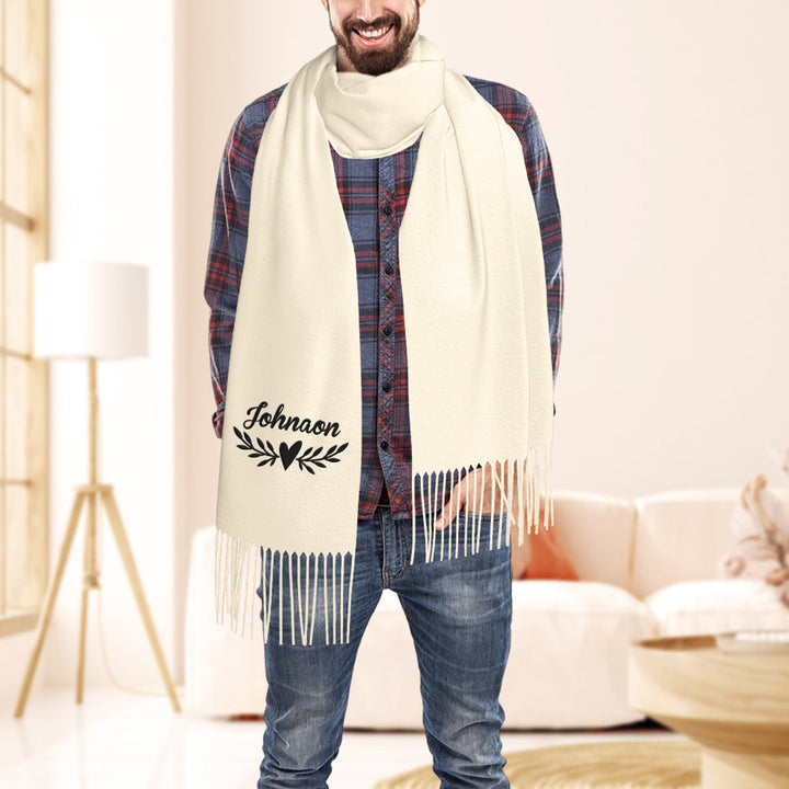 Personalized Embroidery Scarf Custom Name Scarf Soft Warm Fringe Shawl Gift for Her