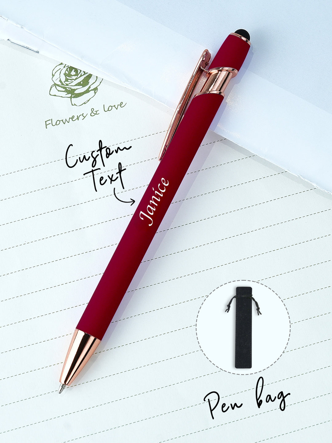 Custom Name Multifunction Ballpoint Pen with Drawstring Pouch Back to School Gift Birthday Gift Teacher’s Day Gift