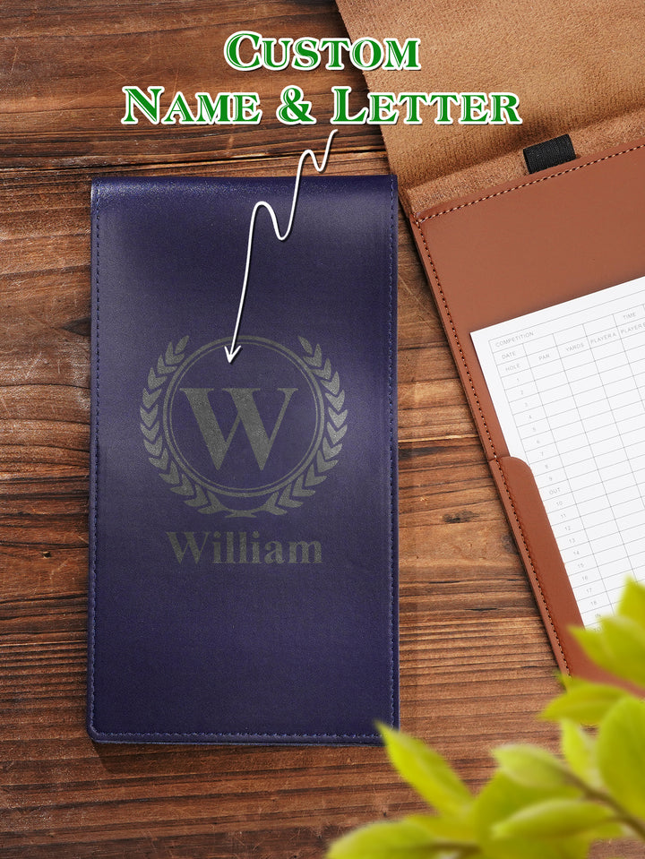 Personalized PU Leather Golf Scorecard Holder Anniversary Birthday Gift for Man Golf Lover