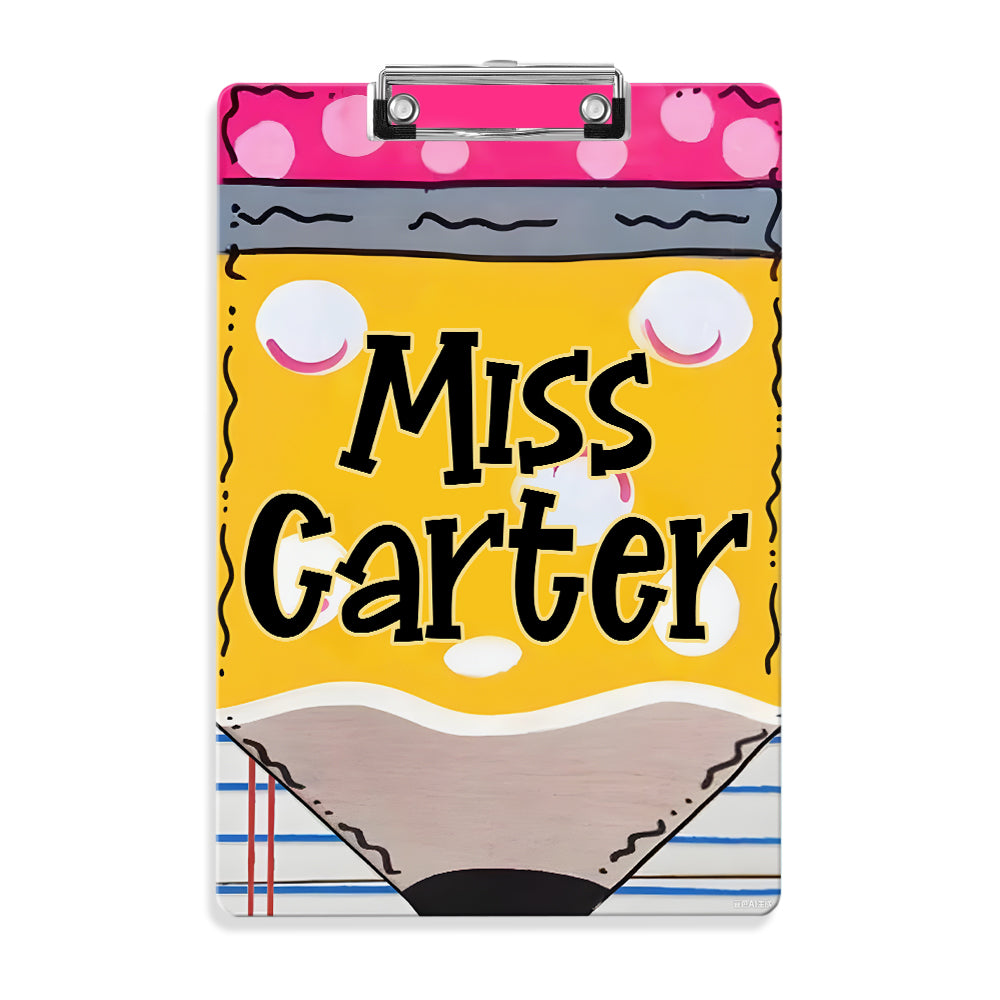 Custom Text Name Folder with Pencil Design – Teacher's Day & Back to School Gift