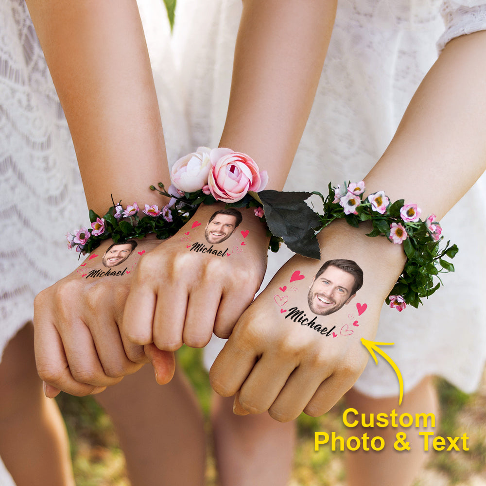 Personalized Waterproof Temporary Face Photo Tattoo Stickers with Name Set of 15 Bachelorette Party Birthday Wedding Favors