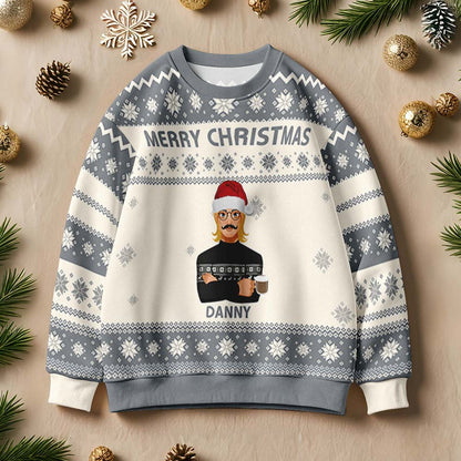 Personalized Ugly Sweater Cartoon Christmas Sweater Funny Gift for Family or Friend