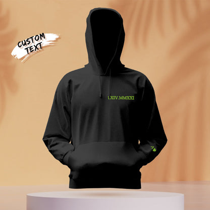 Custom Engraved Hooded Embroidery Round Neck Roman Numeral Date Couple Gifts