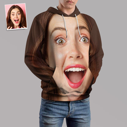 Personalized Funny Big Face Loose Hoodie Top Custom Unisex Sweatshirt