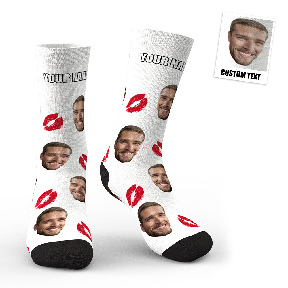 Custom Face Red Lips Kiss Socks