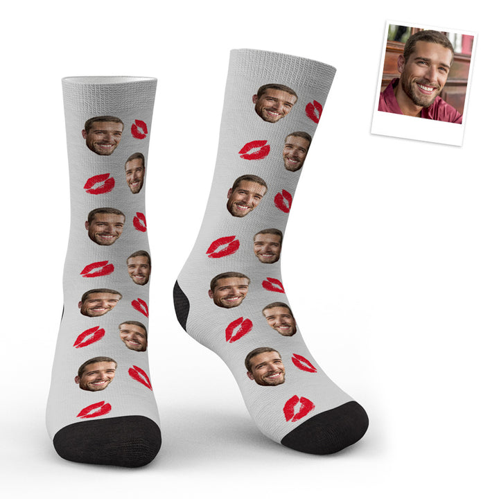 Custom Face Red Lips Kiss Socks