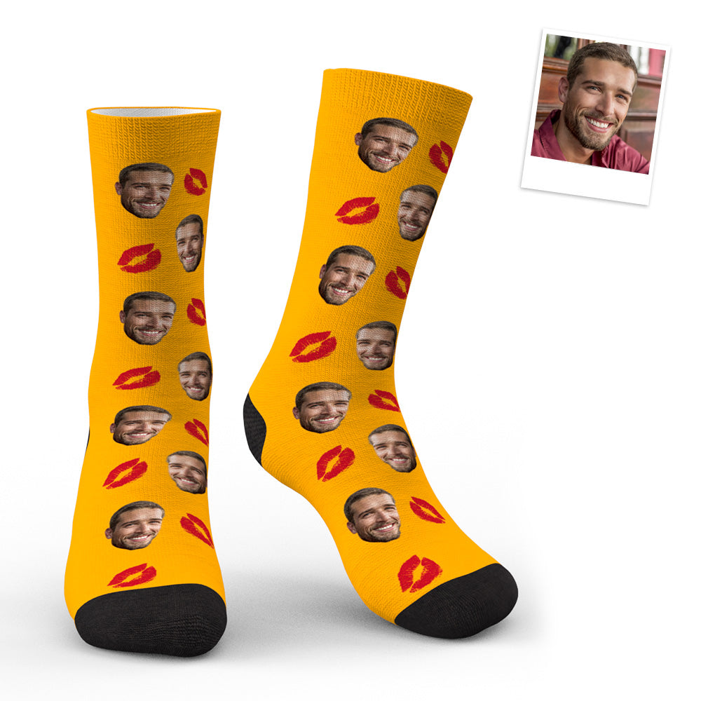 Custom Face Red Lips Kiss Socks