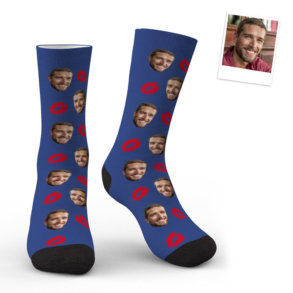 Custom Face Red Lips Kiss Socks