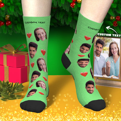 Custom Face Socks With Heart For Men and Women Engraved Socks