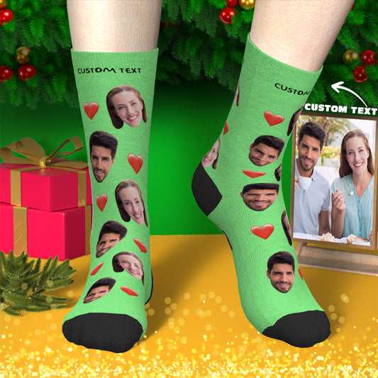 Custom Face Socks With Heart For Men and Women Engraved Socks