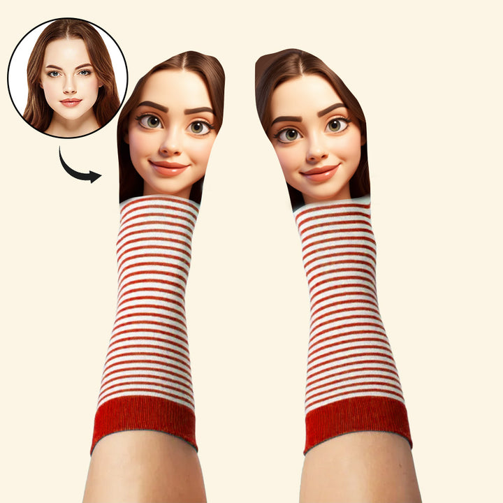 Custom Face Funny Socks Cartoon Style Photo Gifts for Him Her