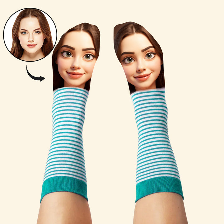 Custom Face Funny Socks Cartoon Style Photo Gifts for Him Her