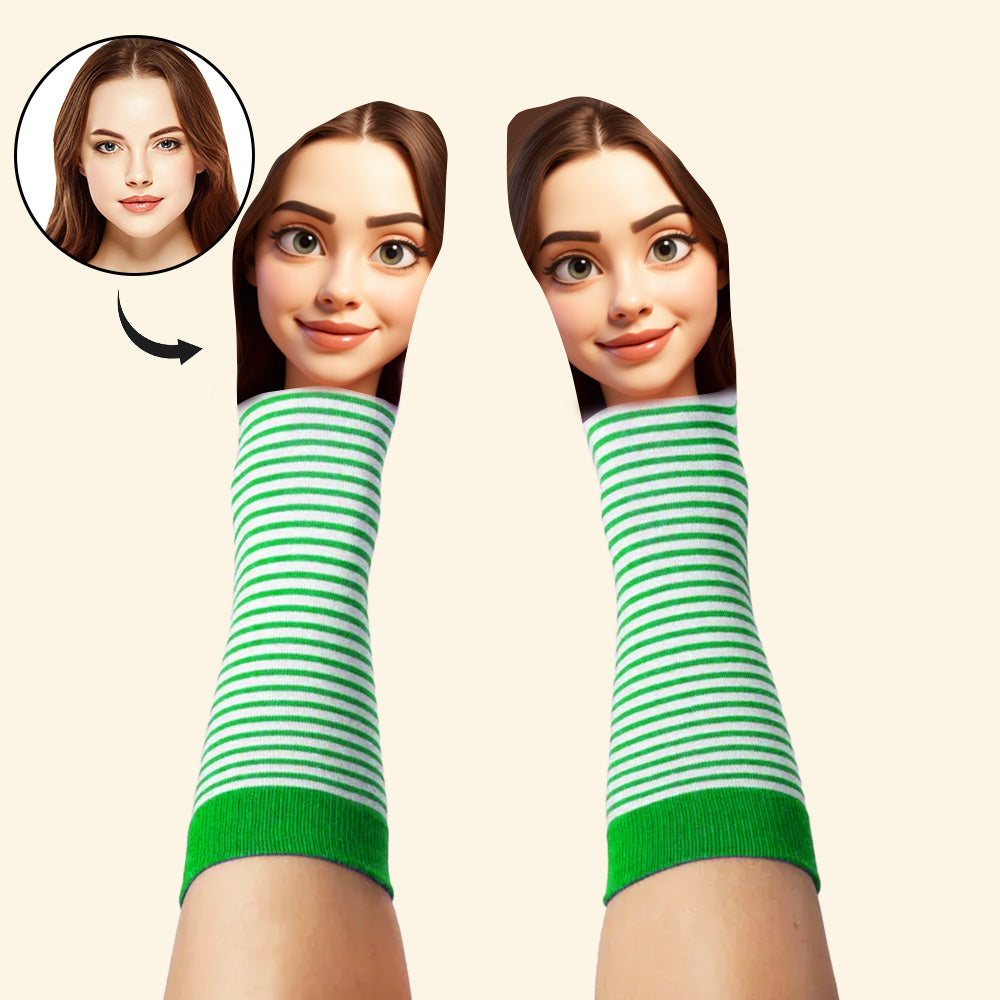 Custom Face Funny Socks Cartoon Style Photo Gifts for Him Her