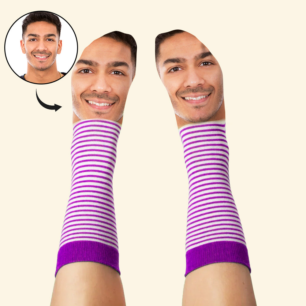 Custom Face Funny Socks Cartoon Style Photo Gifts for Him Her