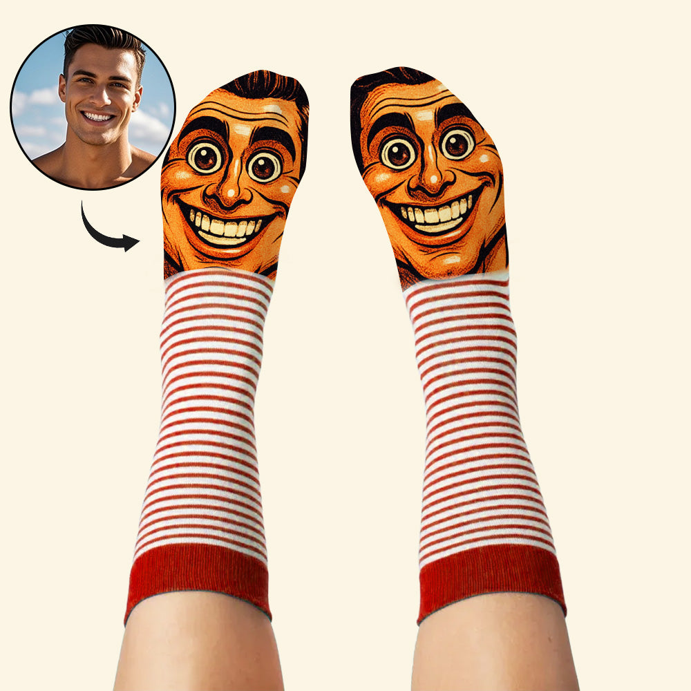 Custom Face Funny Socks Cartoon Style Photo Gifts for Him Her