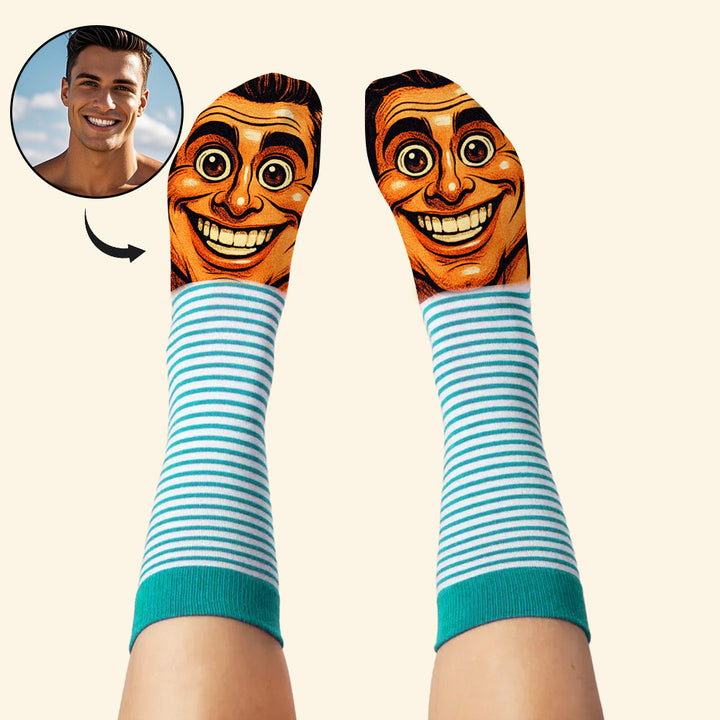 Custom Face Funny Socks Cartoon Style Photo Gifts for Him Her