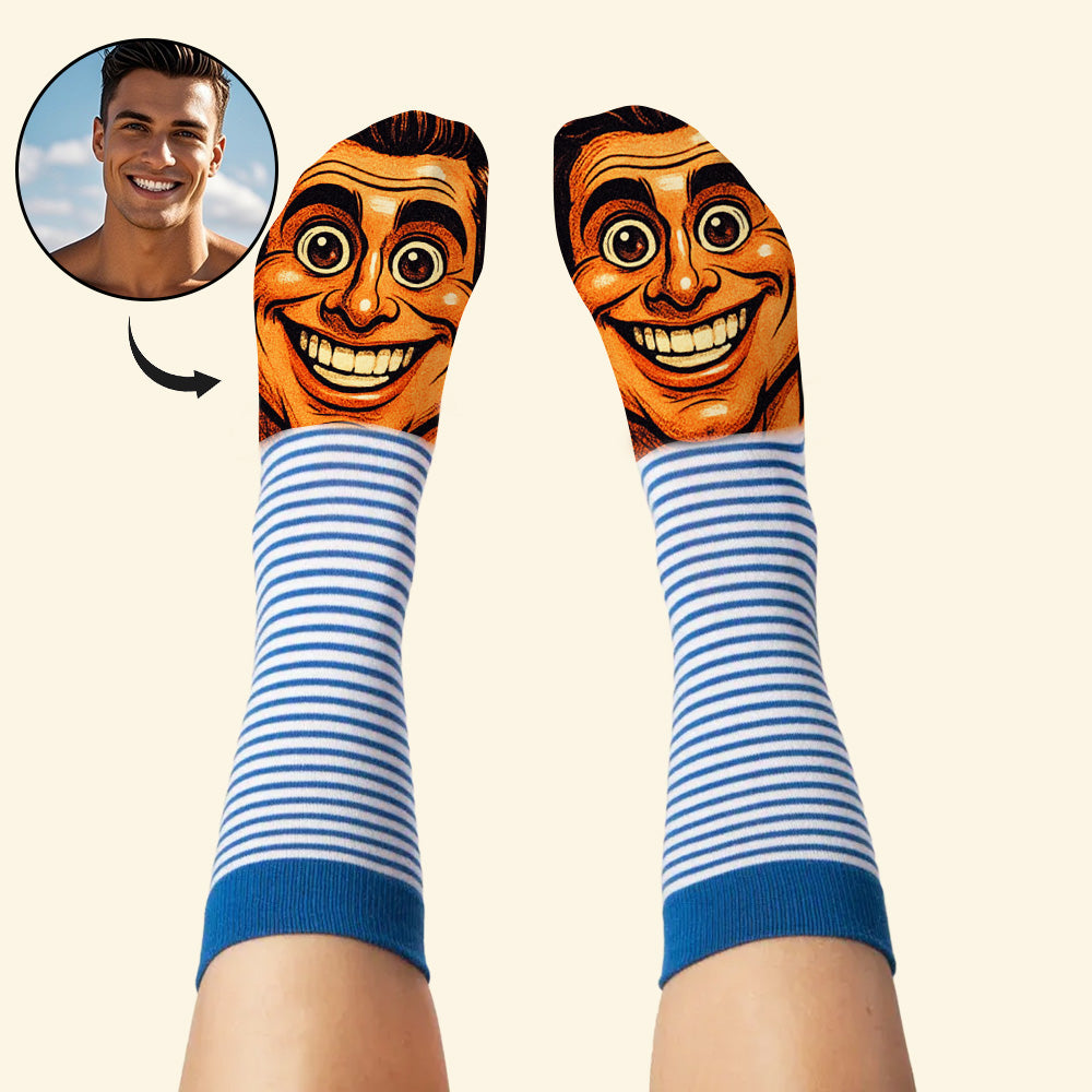 Custom Face Funny Socks Cartoon Style Photo Gifts for Him Her