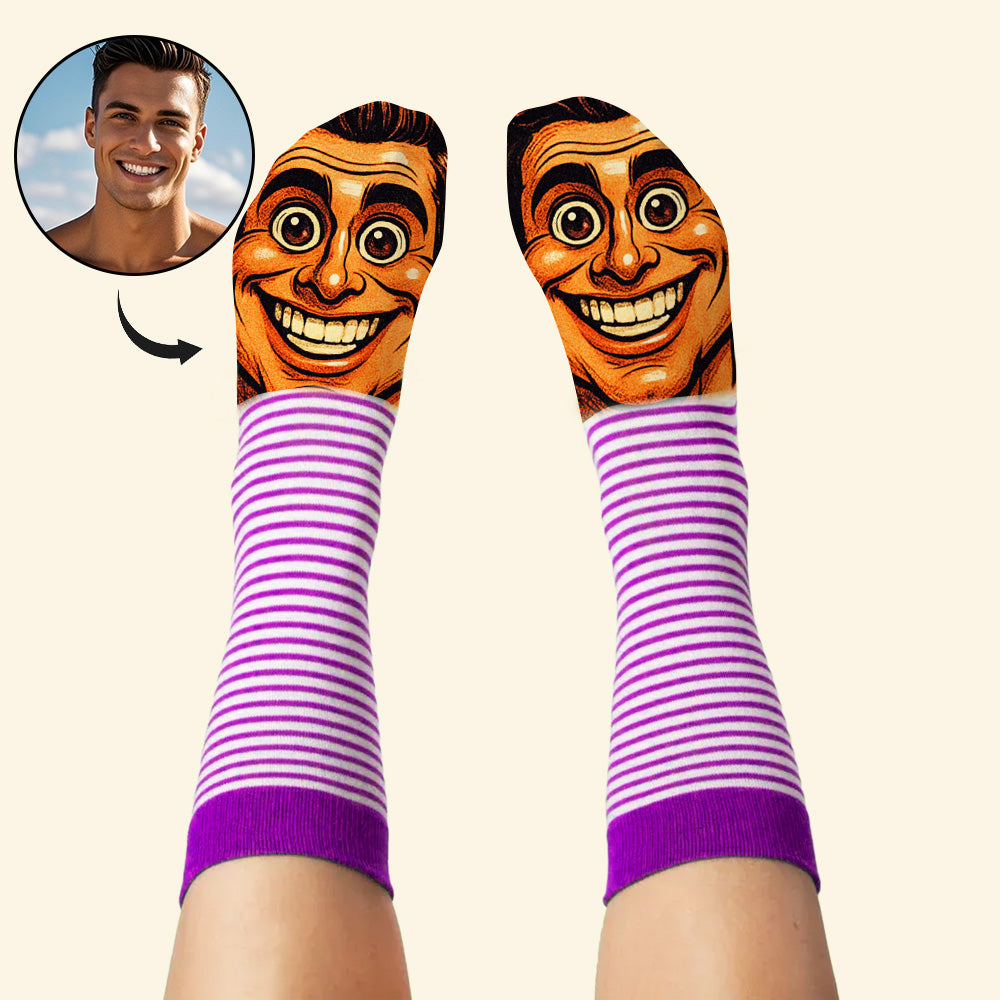 Custom Face Funny Socks Cartoon Style Photo Gifts for Him Her
