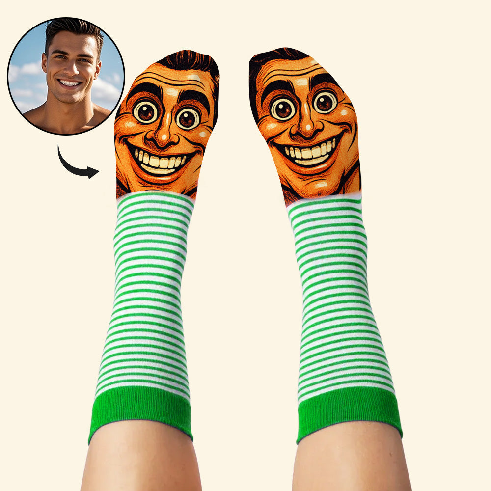 Custom Face Funny Socks Cartoon Style Photo Gifts for Him Her