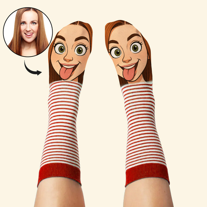 Custom Face Funny Socks Cartoon Style Photo Gifts for Him Her