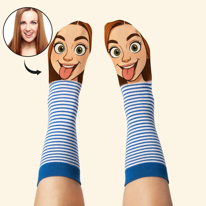 Custom Face Funny Socks Cartoon Style Photo Gifts for Him Her