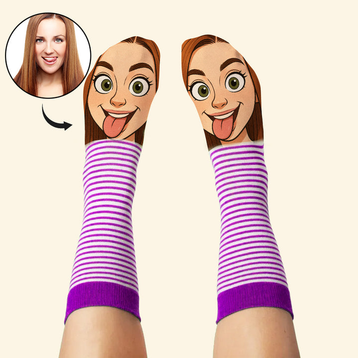 Custom Face Funny Socks Cartoon Style Photo Gifts for Him Her