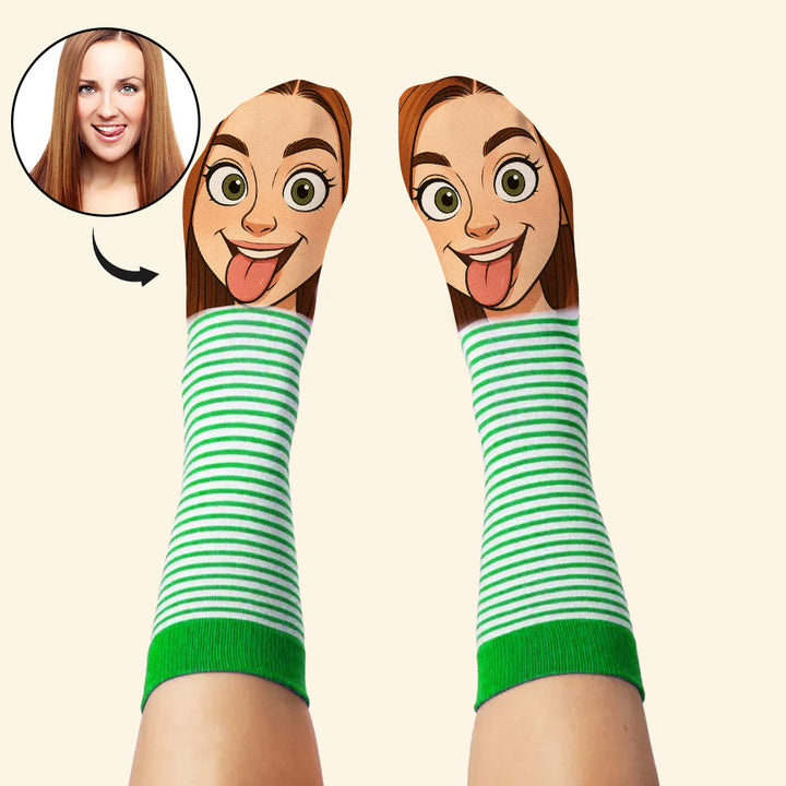 Custom Face Funny Socks Cartoon Style Photo Gifts for Him Her
