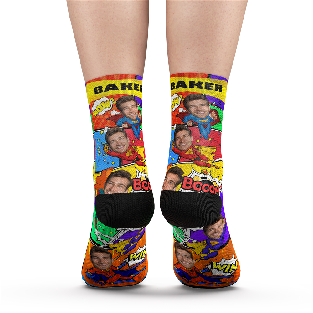 Custom Photo Socks Comic - Put Any Face and Text On The Socks