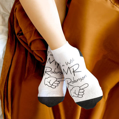 Fun Personalized Socks for Newlyweds Honeymoon Gift for Him and Her Matching Socks for Bride and Groom