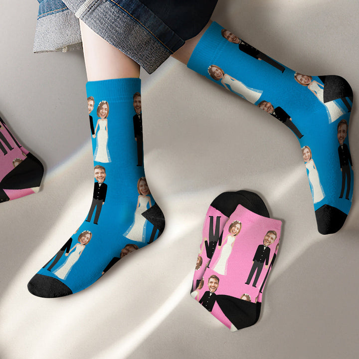 Custom Photo Socks Funny Wedding Photo Couple Gifts