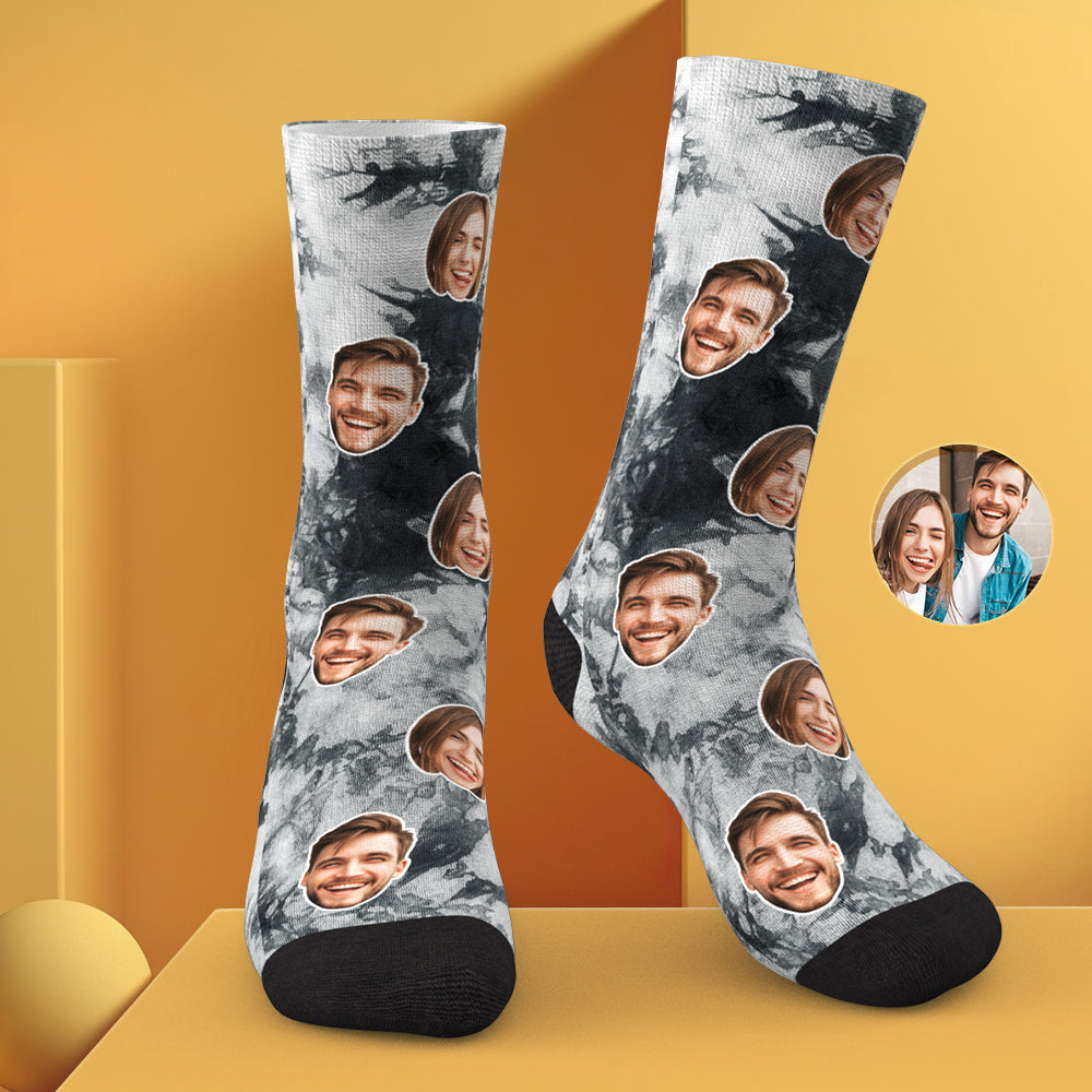 Custom Photo Face Socks Tie Dye Creative Gifts