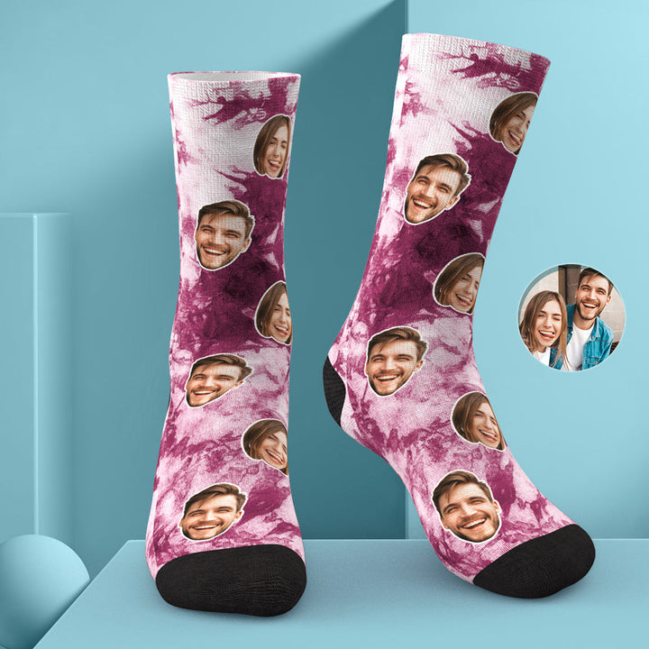 Custom Photo Face Socks Tie Dye Creative Gifts