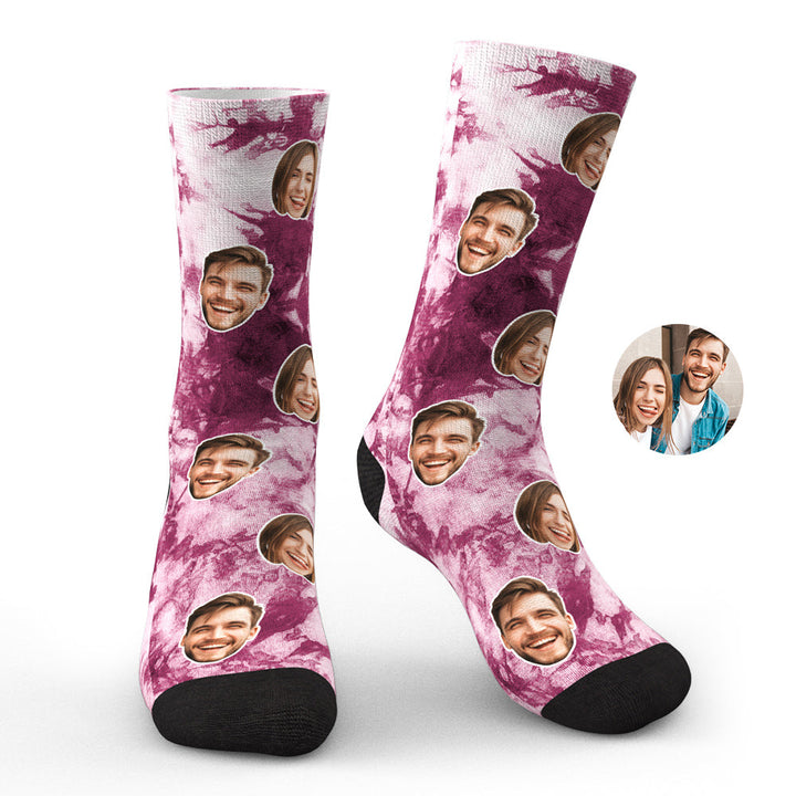Custom Photo Face Socks Tie Dye Creative Gifts